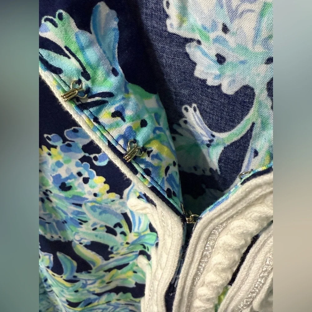 Lilly Pulitzer Madia Tunic Dress High Tide Navy Scuba Doo White Green Size Small - Picture 7 of 10